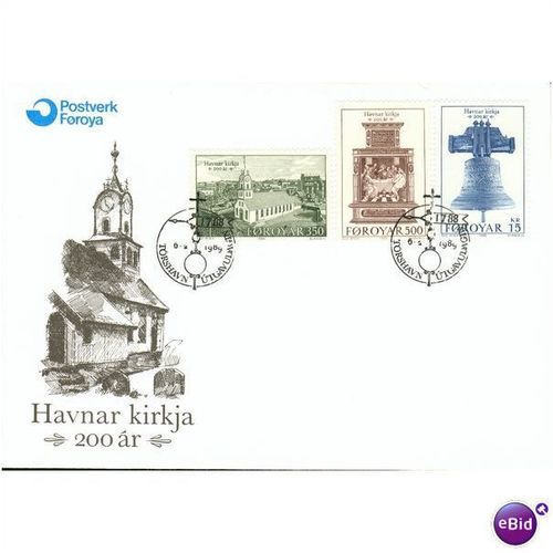Faroe Islands FDC 1989 - SG 174-176 - Havnar kirkja 200 ar