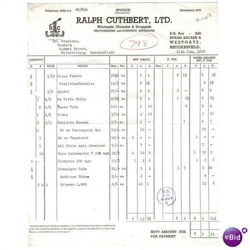 1958 RALPH CUTHBERT LTD HUDDERSFIELD 11JAN58
