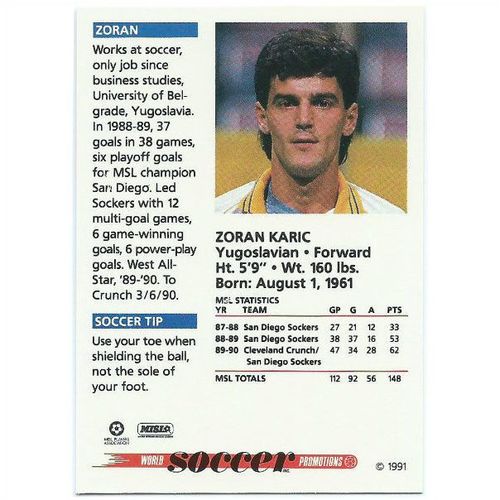 1991 Soccer Shots MSL - #056 - Zoran Karic