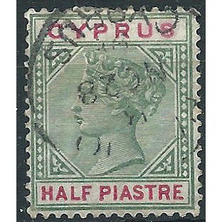 Cyprus 1894 SG40 1/2pi Green & Carmine Fine Used .. ..