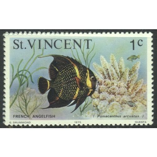 St. Vincent 1975 - SG422 - 1c multi - French Angelfish - MH