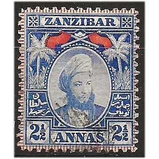 Zanzibar 1896 SG161 2 1/2a Pale Blue Fine Used. ..