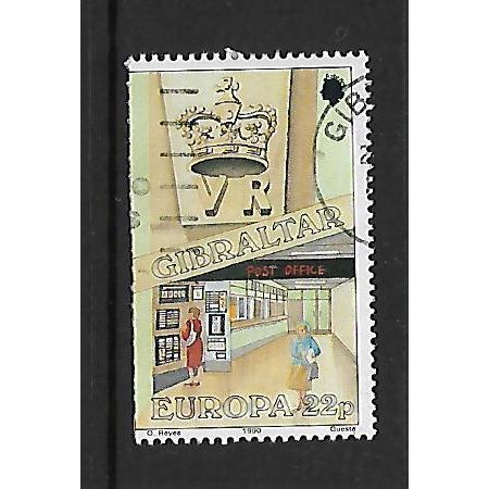 GIBRALTAR 1990 EUROPA 22p INTERIOR GENERAL POST OFFICE SG 627 FINE USED