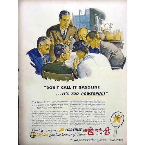 TEXACO 1944 WW2 FIRE SKY CHIEF gasoline vintage ad