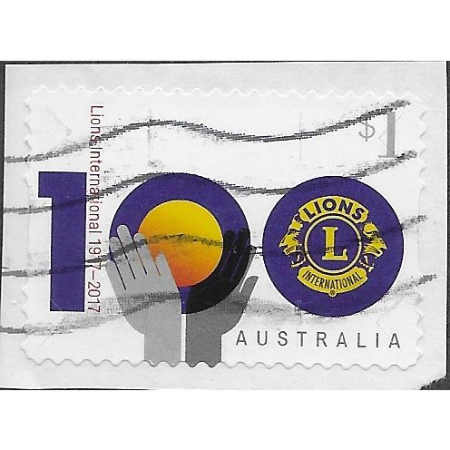 AUS 2017 $1.00 (S/A) 'LIONS INTERNATIONAL' (ON PAPER) FINE USED (EBID64-155)