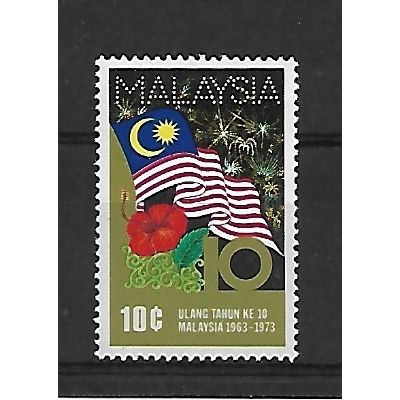 Malaysia.SG105 10c Fireworks,National Flag and Flower.Mounted Mint.Sept20