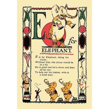 E for Elephant 20 x 30 Poster