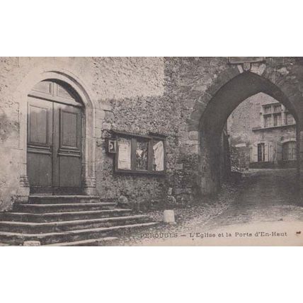 Perouges Porte D'En Haut Eglise Church Antique Postcard