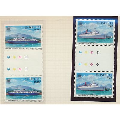 St. Kitts Stamps Scott #106 To 107, Mint Never Hinged, Gutter Pairs