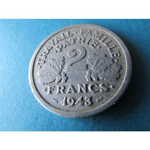 1943 FRANCE TWO FRANCS - COIN - 2 FREE POST. AAU