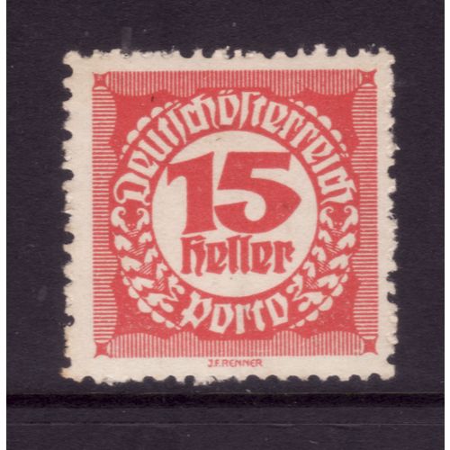 AUSTRIA 1920 SG D 386 15H RED POSTAGE DUE M / MINT #5