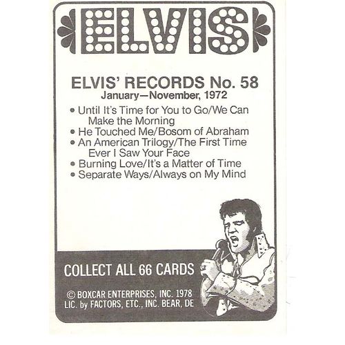 1978 Boxcar Elvis Presley trading card #58-crisp