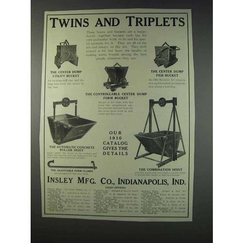 1910 Insley Ad - Center Dump Bucket, Combination Hoist