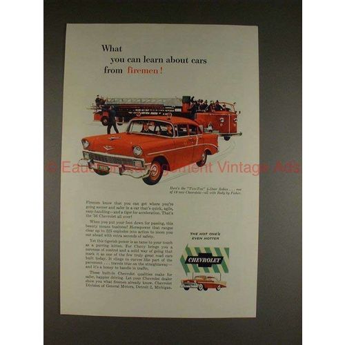 1956 Chevrolet Two-Ten 4-door Sedan Ad w/ Firemen!!