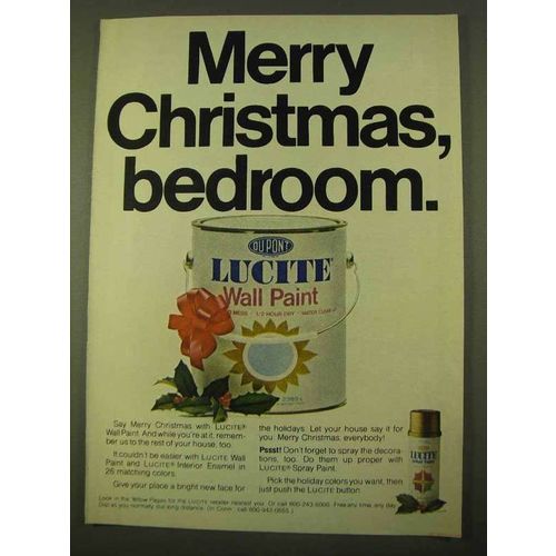 1970 Du Pont Lucite Wall Paint Ad - Merry Christmas