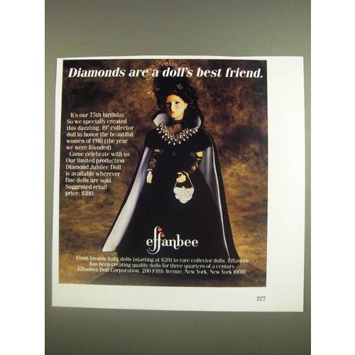 1985 Effanbee Diamond Jubilee Doll Ad - Diamonds are a doll's best friend