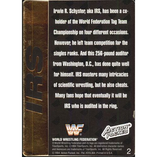 1994 Action Packed WWF I.R.S. #2