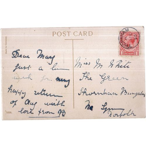 A GLAD AND HAPPY BIRTHDAY .. used vintage postcard RP 1923 postmark