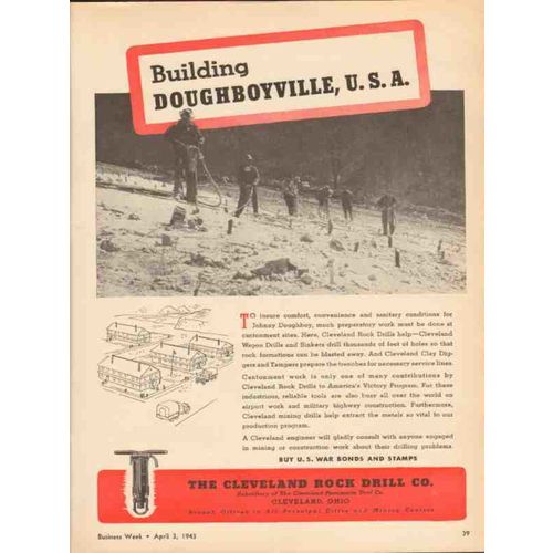 CLEVELAND ROCK DRILL COMPANY 1943 building Doughboyville vintage ad
