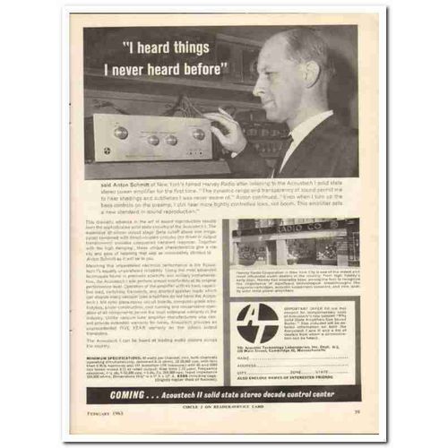 ACOUSTIC TECHNOLOGY LABS 1963 Acoustech I Anton Schmitt vintage ad