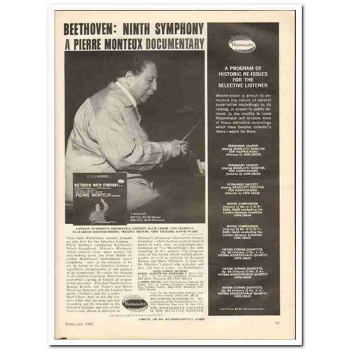 WESTMINSTER RECORDING COMPANY 1963 Pierre Monteux Symphony vintage ad