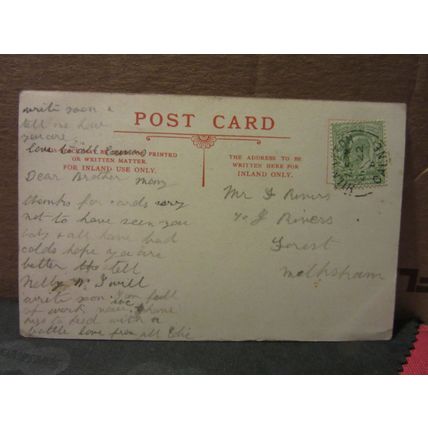 PRETTY WOMAN, used antique postcard by M B & Co. 1910 PM