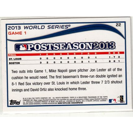 2014 Topps baseball card Mike Napoli #22 - 2013 World Series Game 1