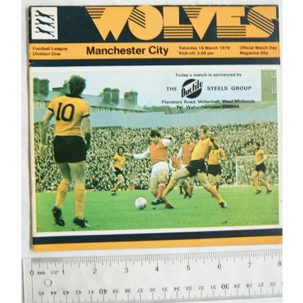 1978 programme Wolverhampton Wanderers v. Manchester City