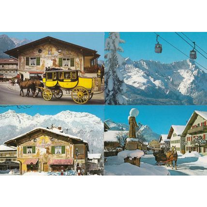 Garmisch Partenkirchen German Ski Resort 4x Transport Postcard s