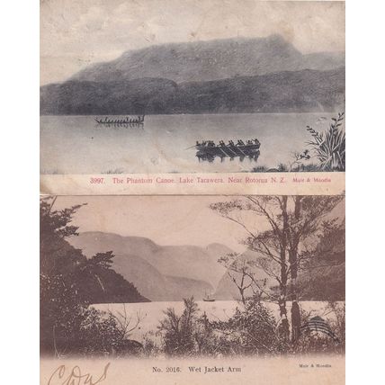 Wet Jacket Arm Lake Phantom Canoe 2x New Zealand Postcard s