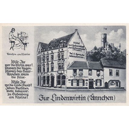Godesberg Bad Aennchen Lindenwirtin Klavier Painting Postcard