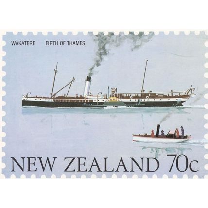 Wakatere Harbour Firth Of Thames Steamer New Zealand Ship Postcard