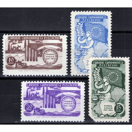 ZAYIX -Turkey 1130-1133 MNH Council of Europe Flag Justice 081422S89