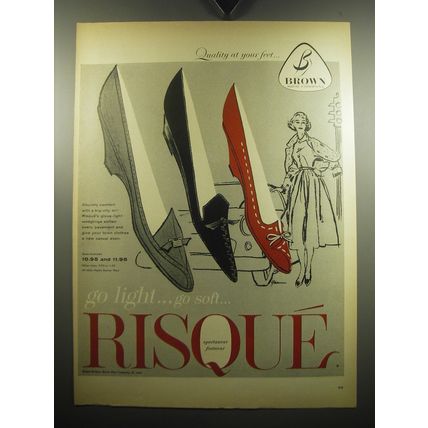 1957 Brown Risque Shoes Advertisement - go light.. go soft.. risque