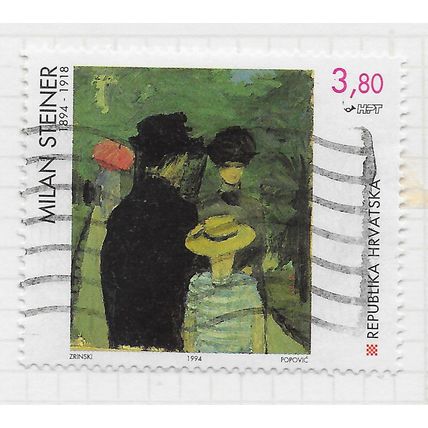 CROATIA 1994 MILAN STEINER ARTIST PAINTING IN THE PARK USED MACHINE CANCEL