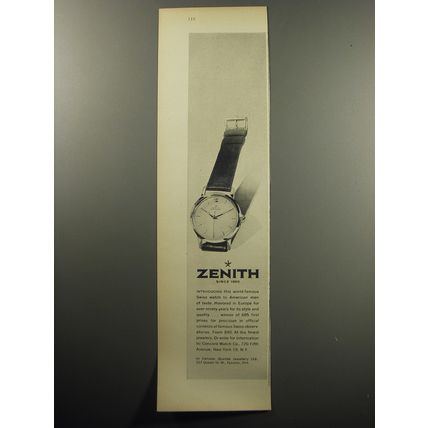 1957 Zenith Watch Advertisement