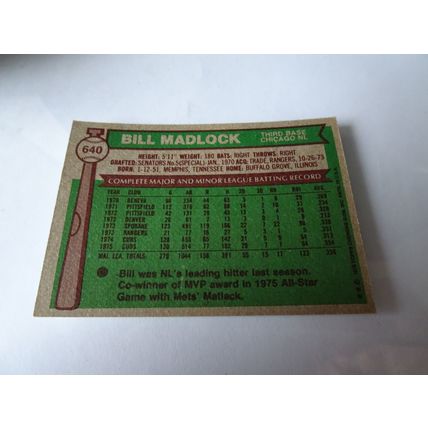 1976 Topps Card # 640 Bill Madlock Excellent (5) Chicago Cubs