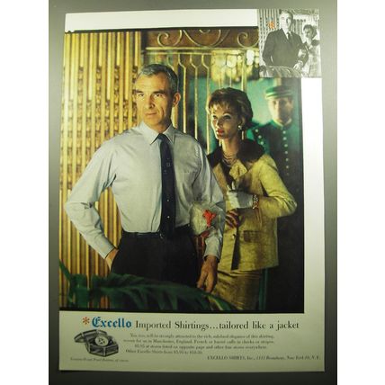 1958 Excello Shirts Ad - Excello imported shirtings.. tailored like a jacket