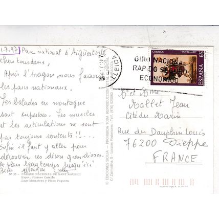 Parque Nacional Sant Maurici Spain Postcard posted 1997 VGC