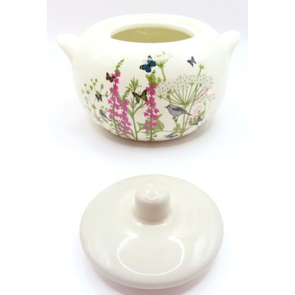 Birds & Butterflies Teapot with Jug and Sugar Bowl Ceramic Set Home Kitchen