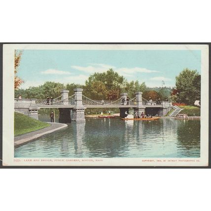 Lake and Bridge, Public Gardens, Boston, Massachusetts, 1904 - Detroit Ph Co PC