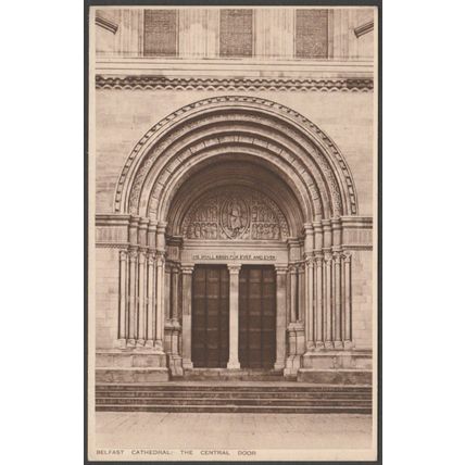 The Central Door, Belfast Cathedral, c.1930 - Baird Postcard