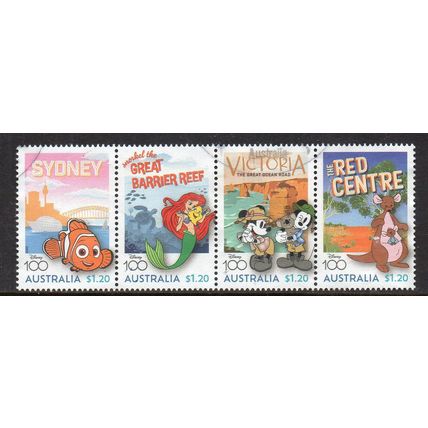 AUSTRALIA: 2023, DISNEY 100 YEARS OF WONDER, SET 4 SE-TENANT USED SHEET STAMPS