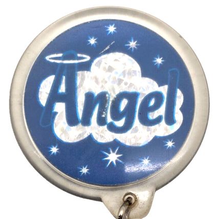 The Name Angel Clear Acrylic Blue Silver Keychain Charm Fob Purse Bag Luggage