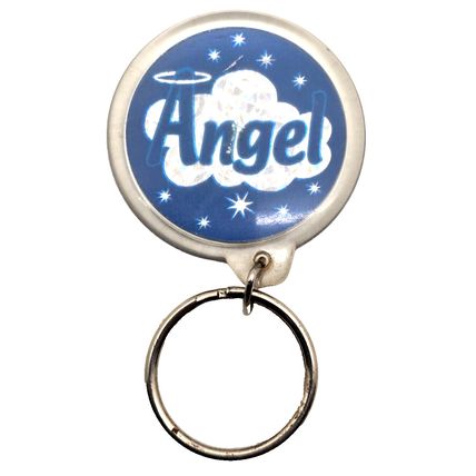 The Name Angel Clear Acrylic Blue Silver Keychain Charm Fob Purse Bag Luggage