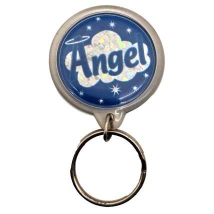 The Name Angel Clear Acrylic Blue Silver Keychain Charm Fob Purse Bag Luggage