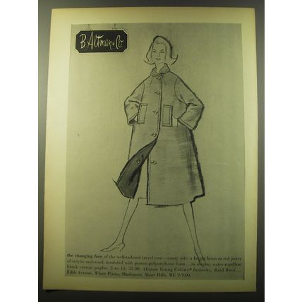 1960 B. Altman & Co Travel Coat Ad - The changing face