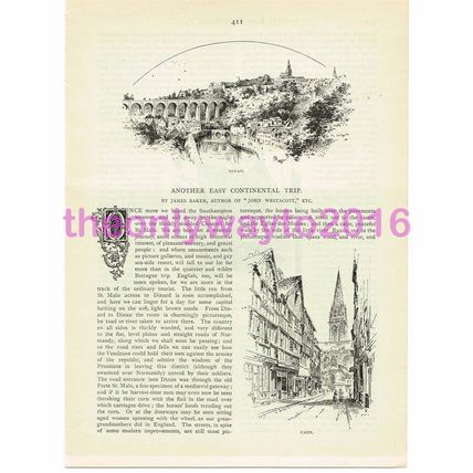 Dinan & Caen, France, Victorian Book Illustration (Print), 1890