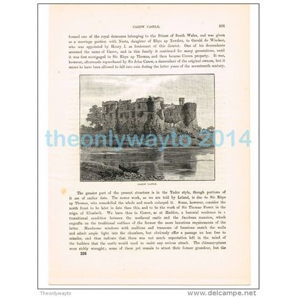 CAREW CASTLE, PEMBROKSHIRE, WALES, BOOK ILLUSTRATION, 1882