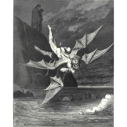 ALICHINO AND CALCABRINA FIGHTING OVER THE PITCH 1903 ANTIQUE ENGRAVING